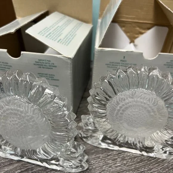 PartyLite Glass Sunflower Tealight Holder - Lot of 2  RETIRED - Picture 2 of 3